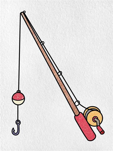 fishing rod drawing easy|simple fishing pole drawing.